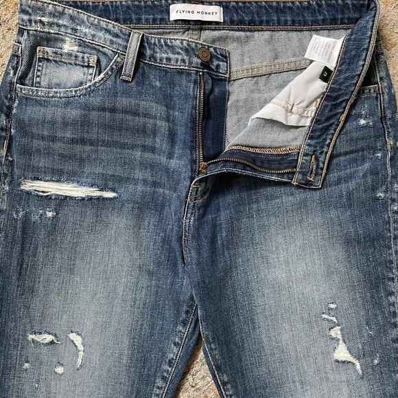 Flying Monkey 29 Distressed Boyfriend Jeans | High Rise Medium Wash, Cotton, NWT - Picture 5 of 9